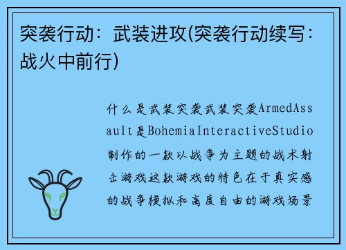 突袭行动：武装进攻(突袭行动续写：战火中前行)